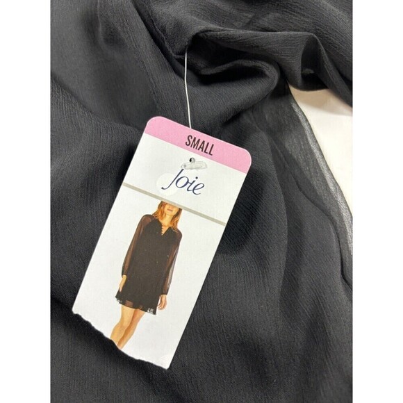 Joie Balloon Sleeve Mini Dress Caviar Black Size Small Sheer Tag Attached Layers - Picture 7 of 13